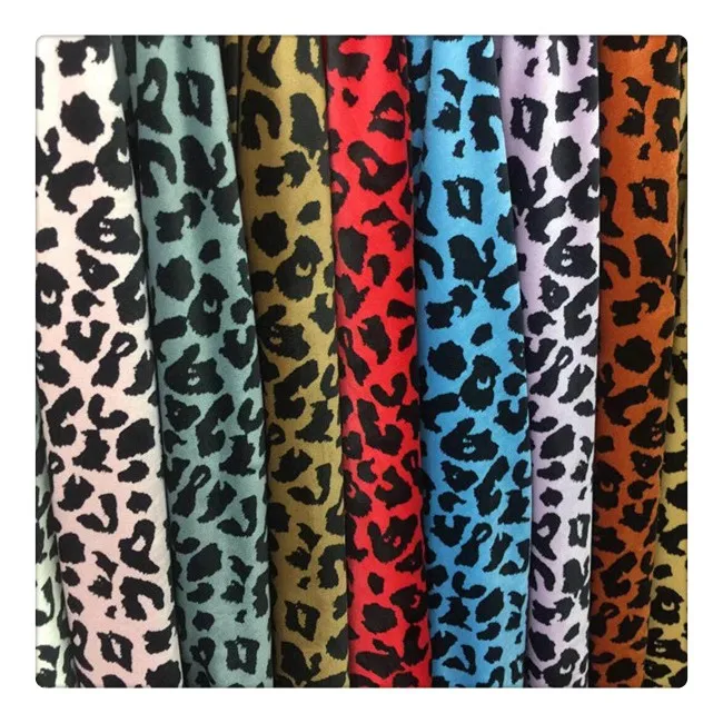 Hot sale interlock Luxury leopard printed knitted velour polyester fabric garment