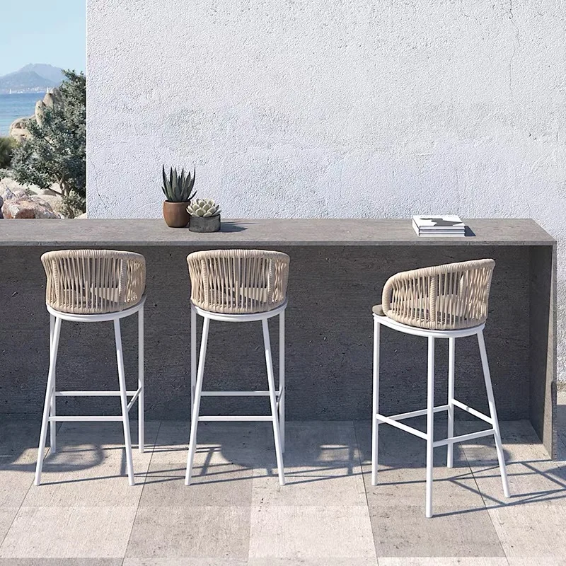 kitchen and outdoor velvet bar rattan chair with arms stools grey