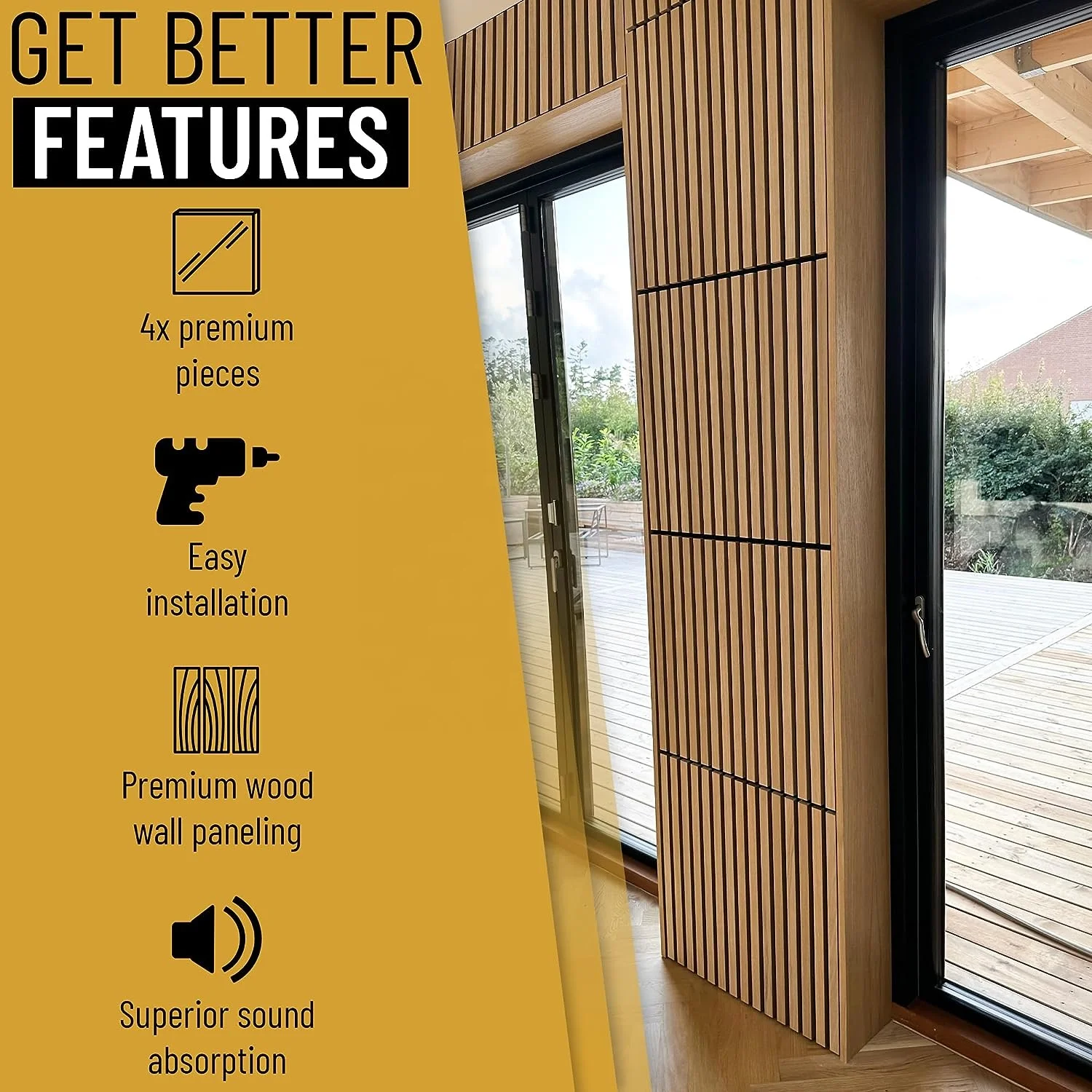 4 Pieces Square 3D Wooden Acoustic Panels Natural Oak Veneer Acoustic Wood Slat Panels for Interior Wall And Ceiling Decor