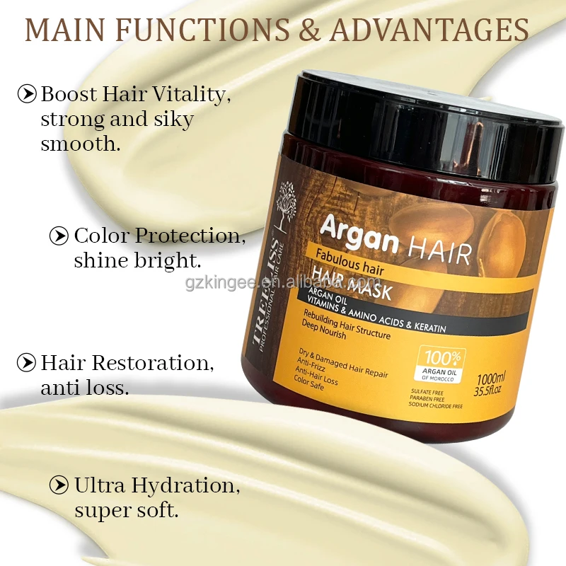 Color Protection Organic Argan oil Hair Mask Hair Shampoo Morocco Oil Set Rich Vitamin Amino Acids Daily Home Use Formula 1000ML