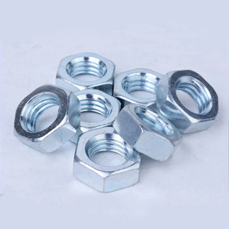 Wholesale Cheap Carbon Steel DIN439 Hex Nuts ISO4035 M6 M8 M10 M12 M14 M16 M18 M20 Hexagon Nuts white and blue Hexagon Thin Nuts