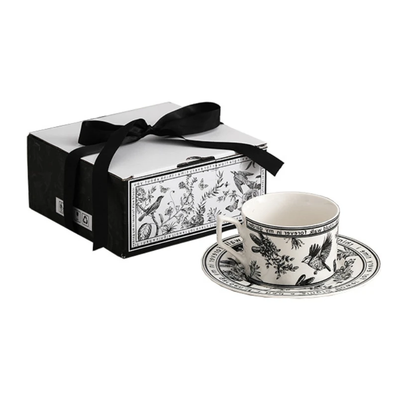 British French classic flower and bird pattern afternoon tea coffee 1 cup 1plate set the saucer ceramic set gift luxury style