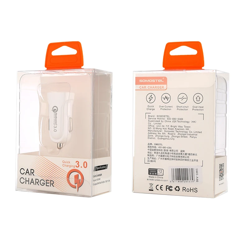 Somostel Portable Usb Car Charger Cargador De Coche QC3.0 Carga Rpida Con Luz LED USB