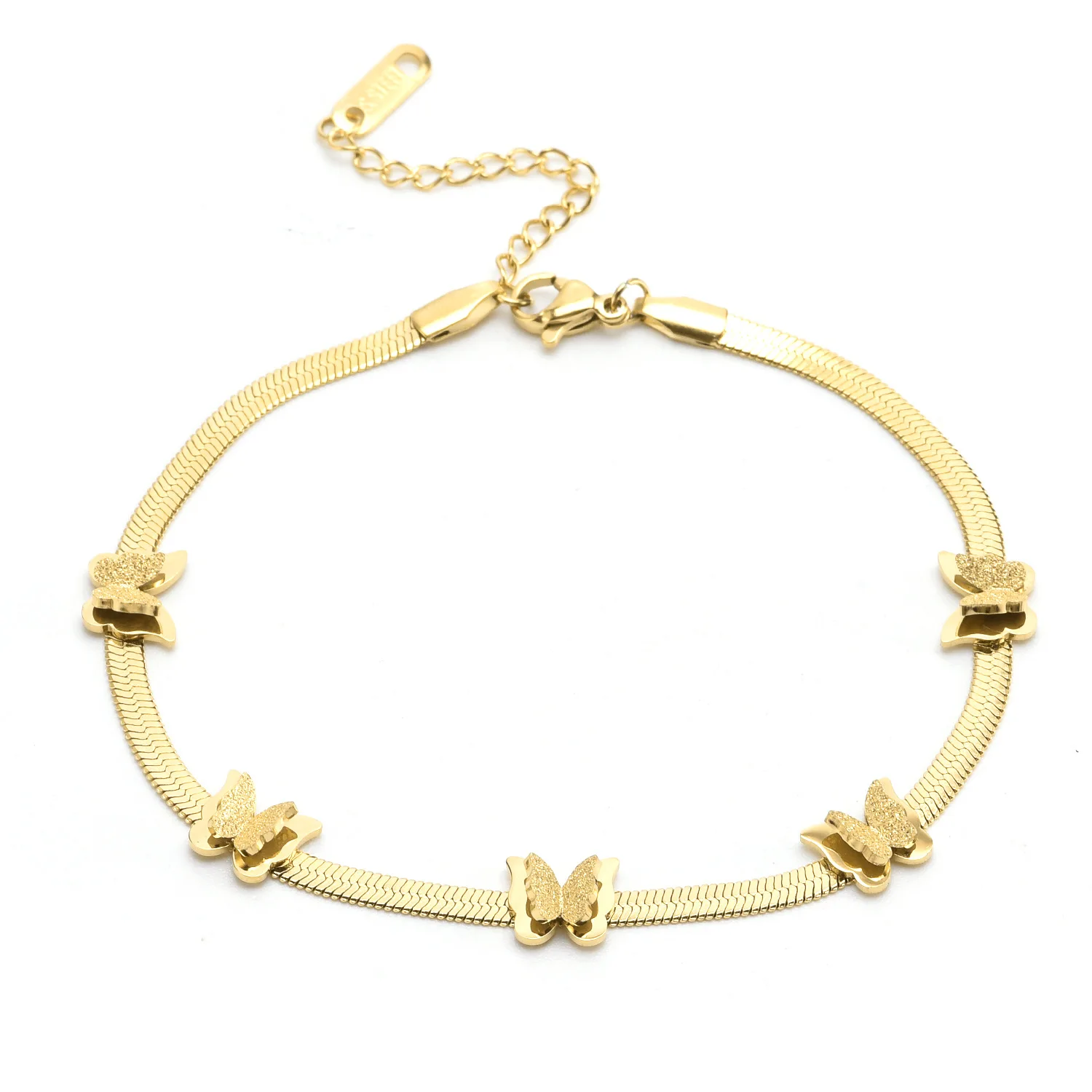 Stainless Steel Snake Bone Chain Bracelet Female Cross-border Fashion Five Butterfly Niche Design Bracelet Anklet Female