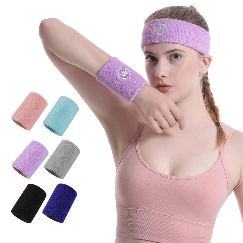 Popular Tennis sweat bands wrist Protector Wristband Training Support Workout Sports Sweatband Hand Support Sweat head Bands