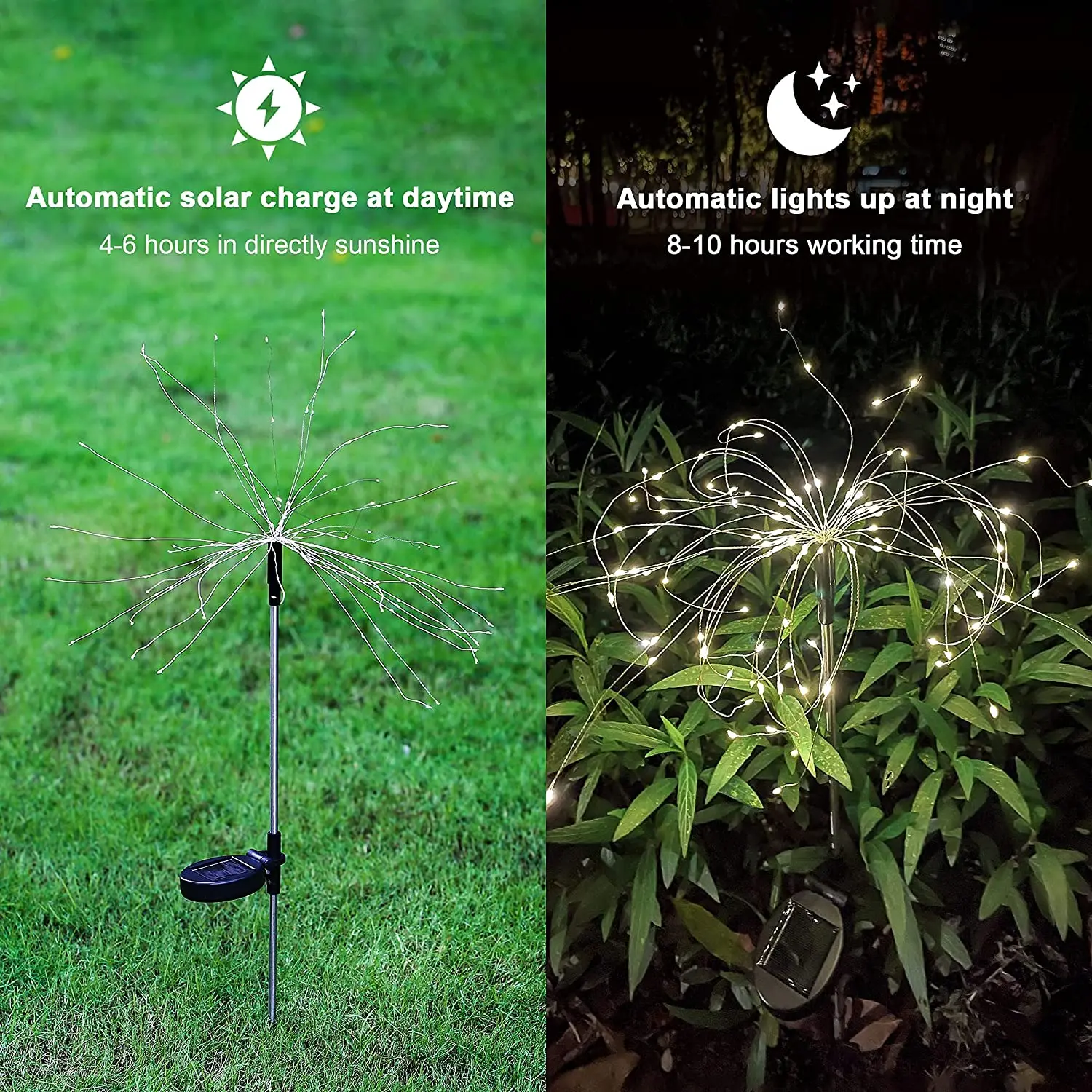 8 Modes Dimmable Remote Control Waterproof Hanging Copper Wire Lights for Patio Parties Christmas Led Firework Lights solar fire