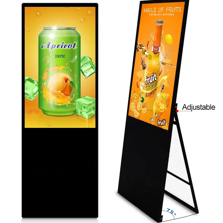49 inch screen foldable lcd poster indoor wifi Android advertising digital display portable stand LCD digital banners