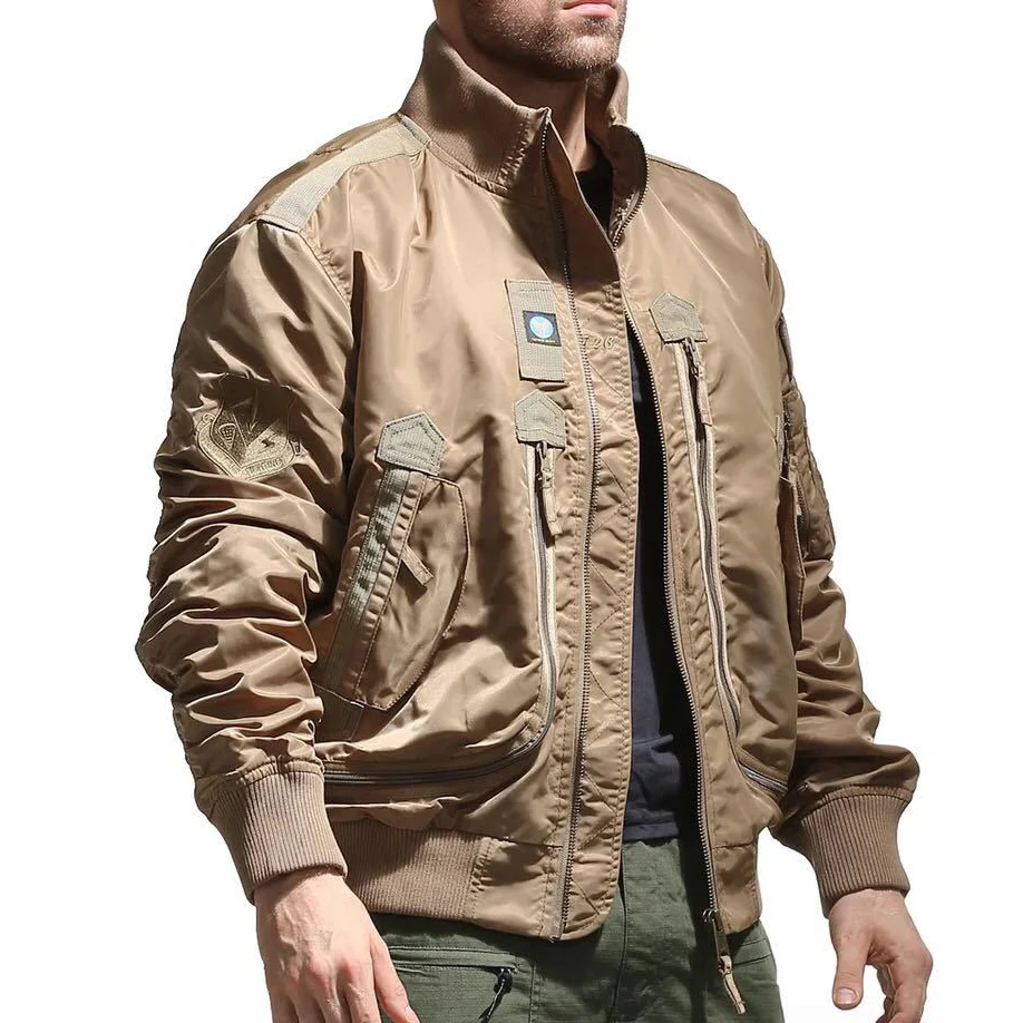 Hot Sale America Casual Bomber Jacket Coat For Men Custom M-4xl Zip Up Pockets Winter Outdoor Utility Mens Bomber Jackets