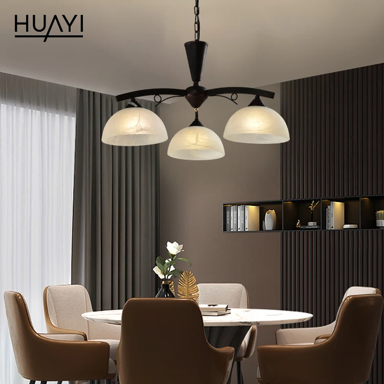 
 Коричневая железная Современная декоративная стеклянная люстра HUAYI E27, Подвесная лампа для лобби отеля, свадьбы  