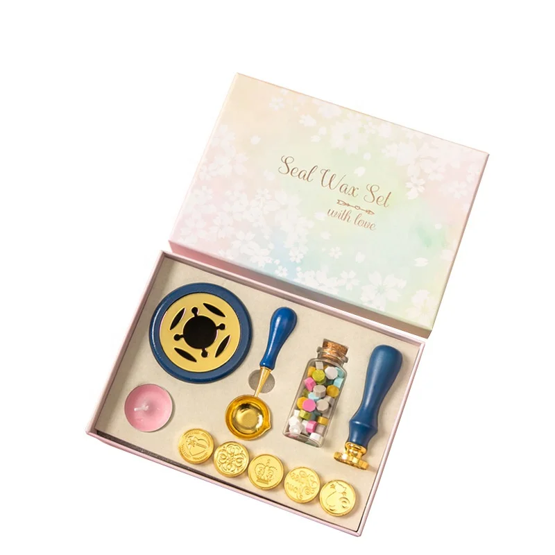 Cherry blossom series Sealing Wax Stamp set with Copper Wax Seal Stamp Head for birthday gift Valentine Day