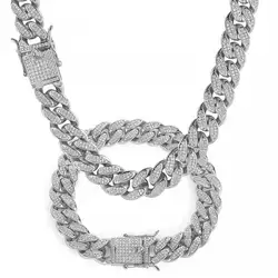 Cadena Cubana 18K Gold Plated Iced Out Jewelry Diamond Miami Cuban Link Chain Necklace