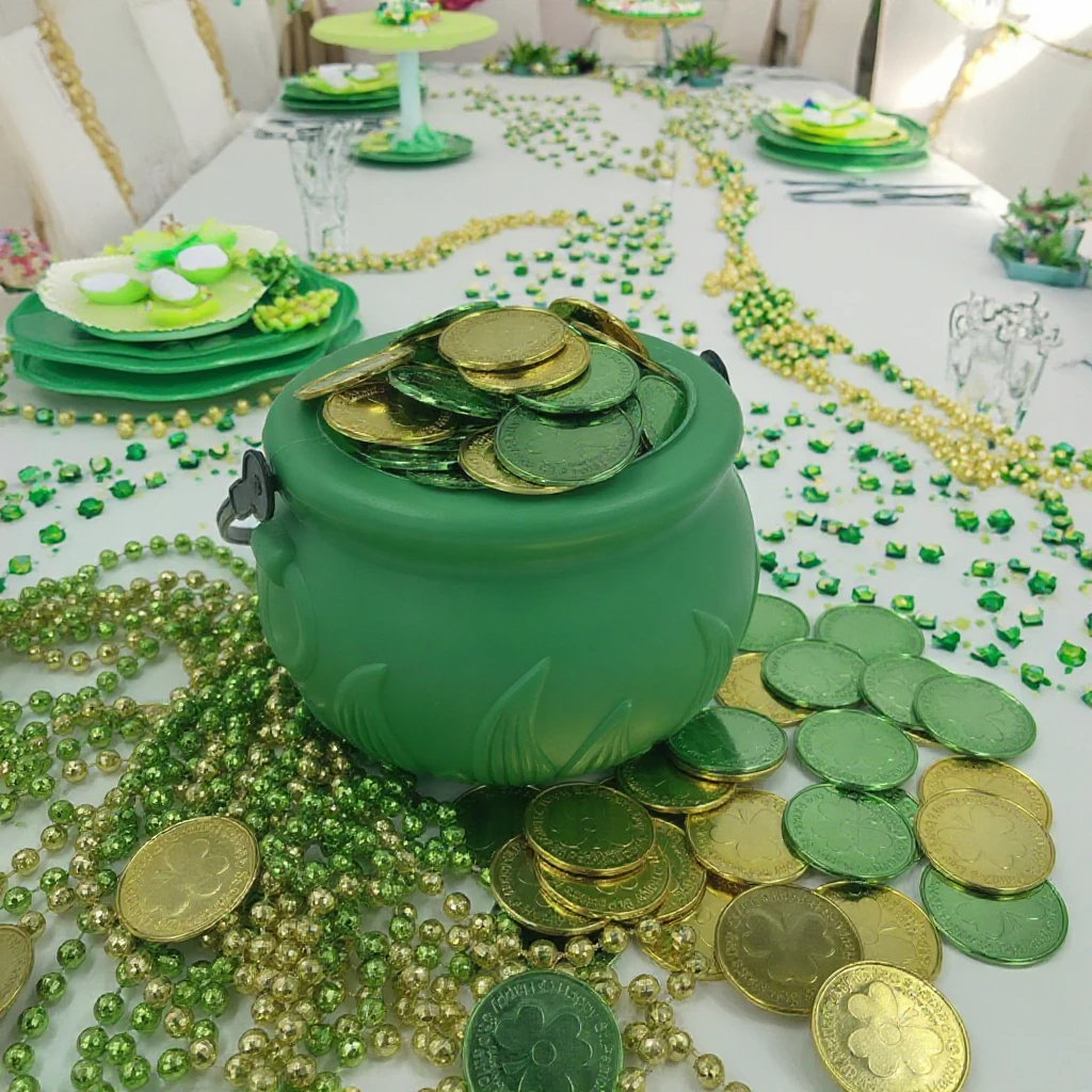 Fashionable Party Props Multi-colored Game Coins With Flame Candy Bucket For St Patricks Day Decoration Favors