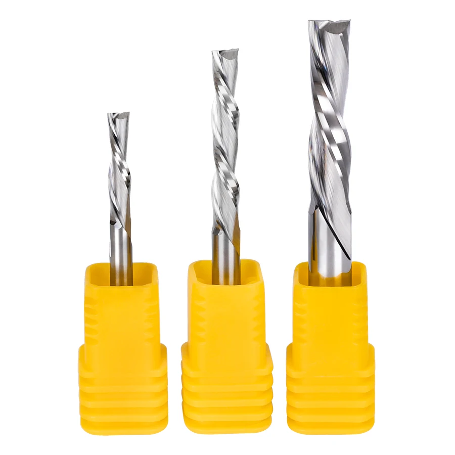 DouRuy solid carbide left handed 2 flute spiral  bits down cut carbide end mill wood milling cutter