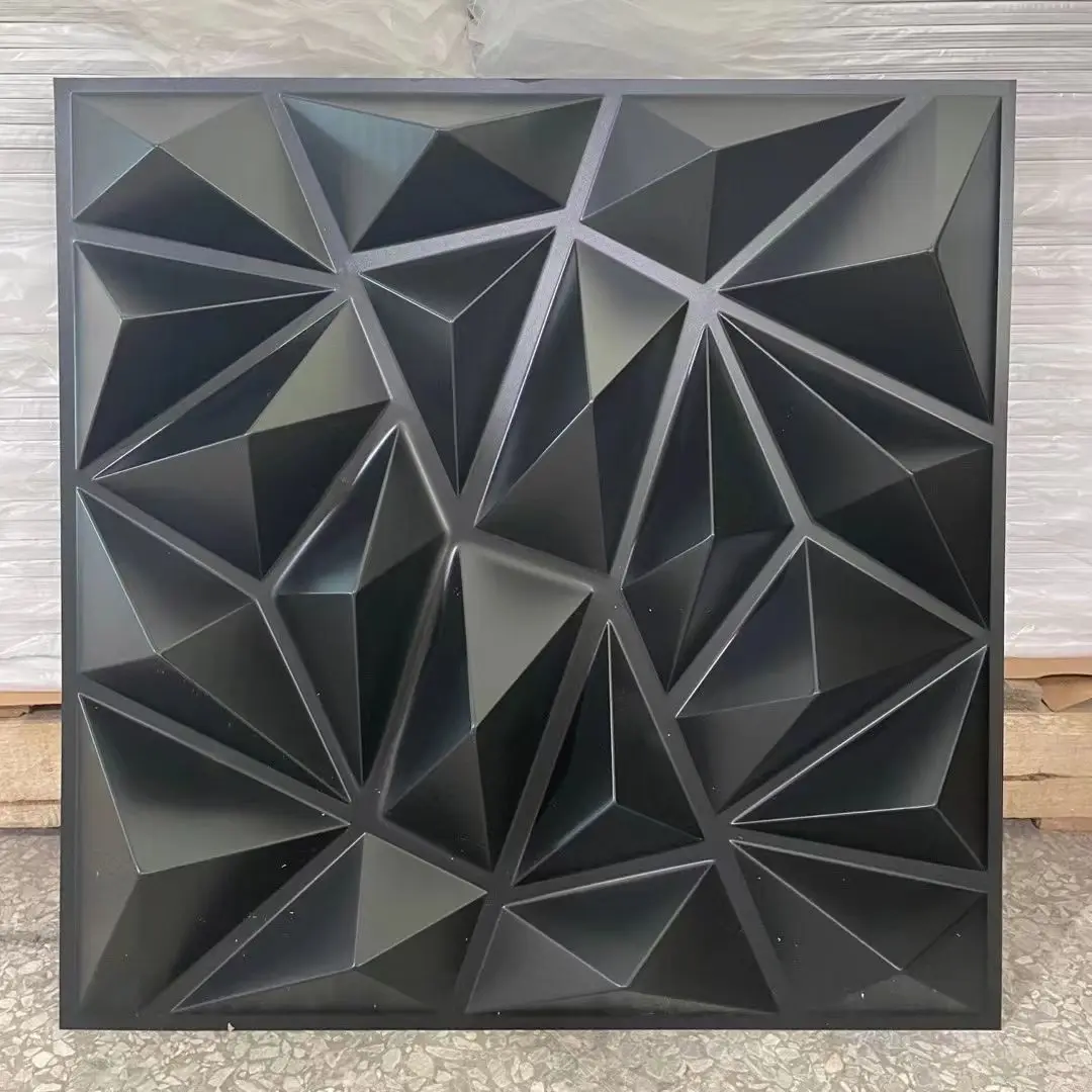 Hotel interior decoration pvc waterproof wall panel diamond textural 3d wall panels black