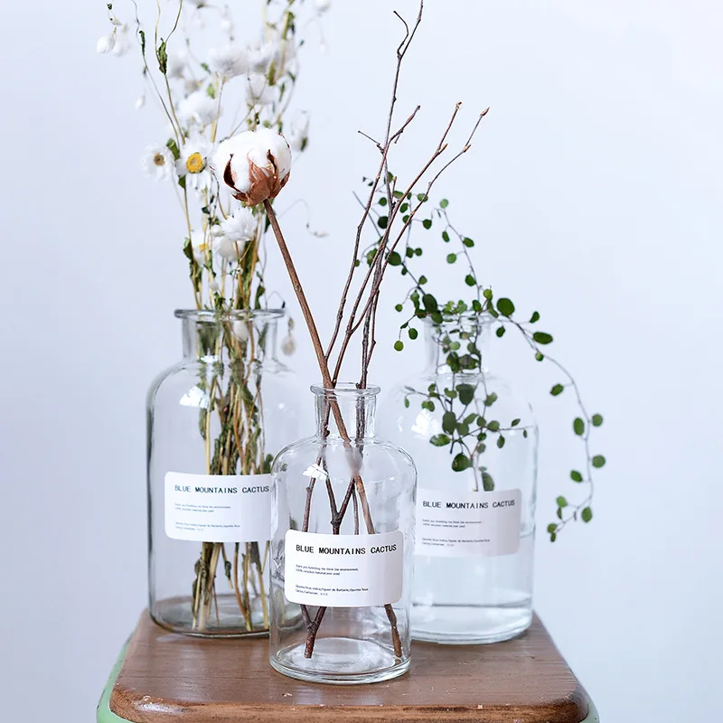 Nordic Glass Vases For Home Decor Gold Glass Cylinder Vase Crystal Christmas Flower Plant Hyacinth Vase
