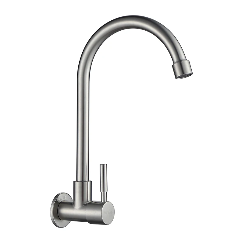 Wall Mounted Brushed Kitchen Mixer Taps SUS 304 Modern Contemporary Ceramic Apartment Cold Hot Water Brushed Nickel 5 Years