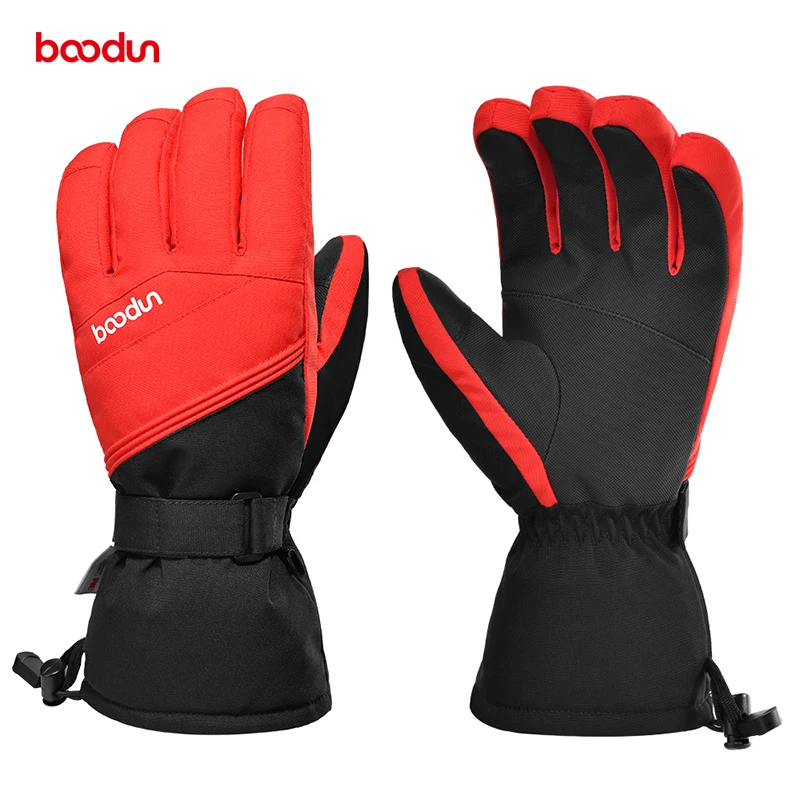 Boodun ski gloves winter Hiking Unisex waterproof Touchscreen Soft Cotton snow Keep Warm Snowmobile Skiing gloves leather