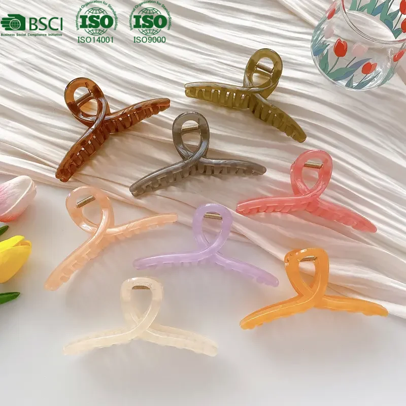 PS material 13cm large hair claw clip cross hair claw clip fashion girl wash hair accessories