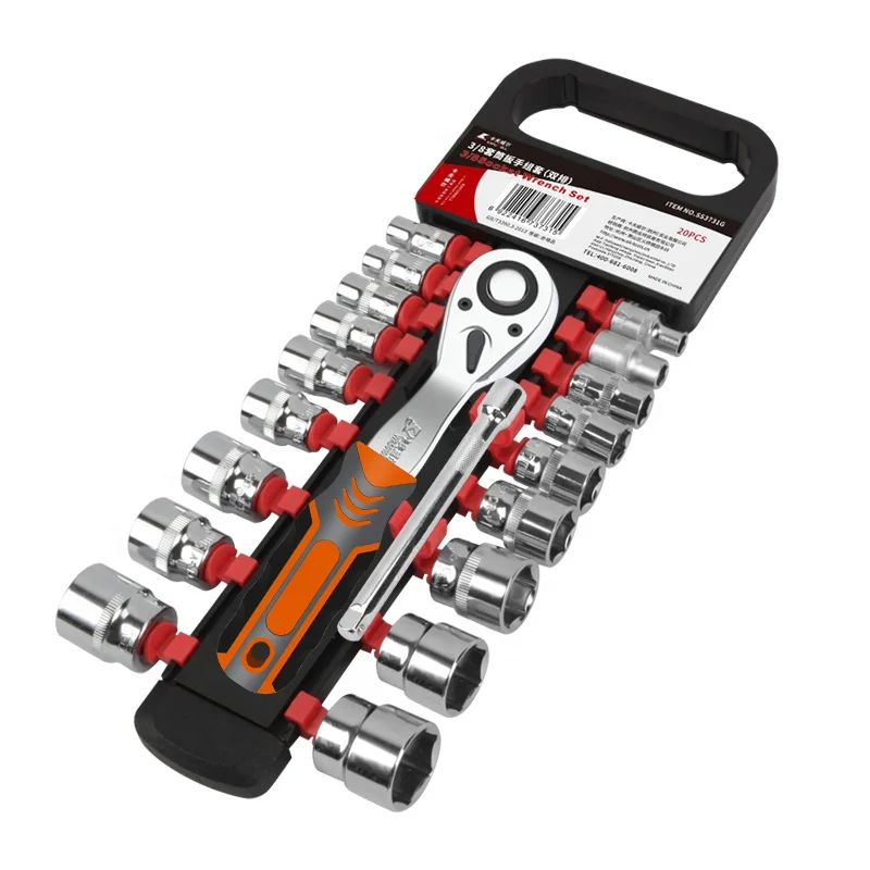 KAFUWELL SS3730G 22PCS 1/4 CR-V Ratchet Wrench Mechanic Car Repair Household Tool Socket Set Tool Kit