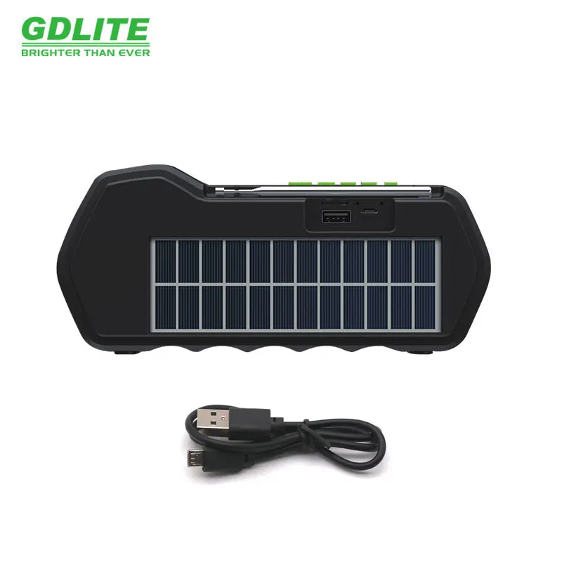 GDLITE portable mini solar music speaker FM radio with torch MP3 playersolar emergency lights popular in Africa