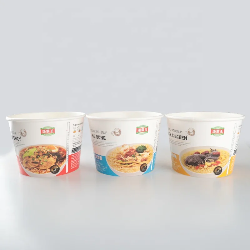 Custom printed disposable paper cup soup bowl packaging with sealing film for instant noodles