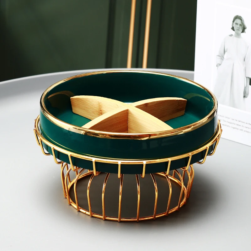 Роскошная тарелка для закусок в скандинавском стиле из золотистого металла и фарфора тарелки сушеных фруктов многокерамические виде сетки подносы конфет десертов блюда послеобеденного