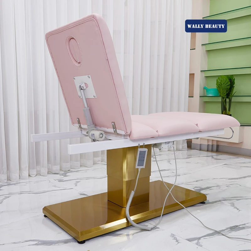Электрическая Косметическая кровать Wallybeauty для ресниц спа мебель красоты массажный стол золотого цвета