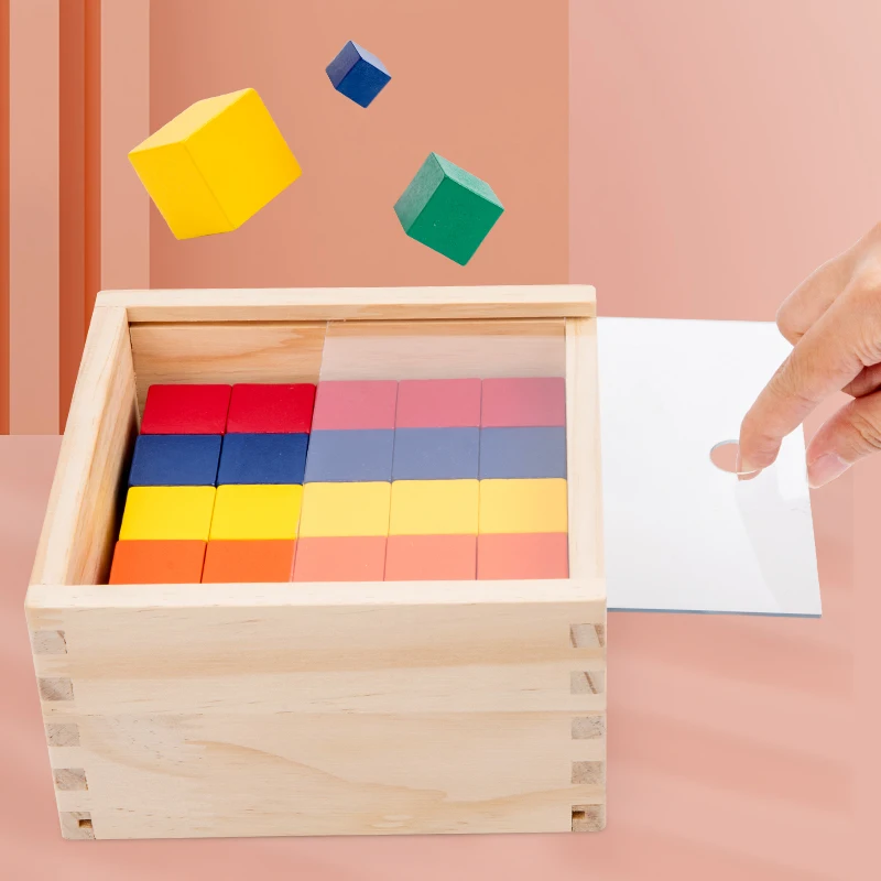 Wooden Blocks Set Wooden Color Matching Block wooden jigsaw puzzle space 3d 50 pieces cube