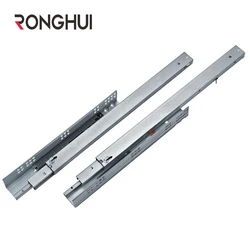 Ronghui мебельной фурнитуры полного выдвижения 3-fold гладкой мягкой близко буфер скрытый слайд для ящика, направляющий рельс для ящика