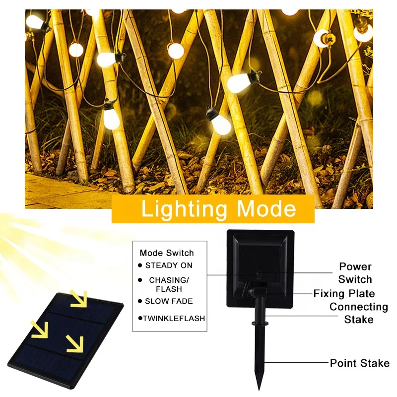 Outdoor waterproof christmas led string lights modern light led strings 30m construction solar string light