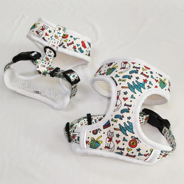OEM Custom Printing Polyester Sublimated Pet Chest Vest Reflective Dog Harness With Logo Design