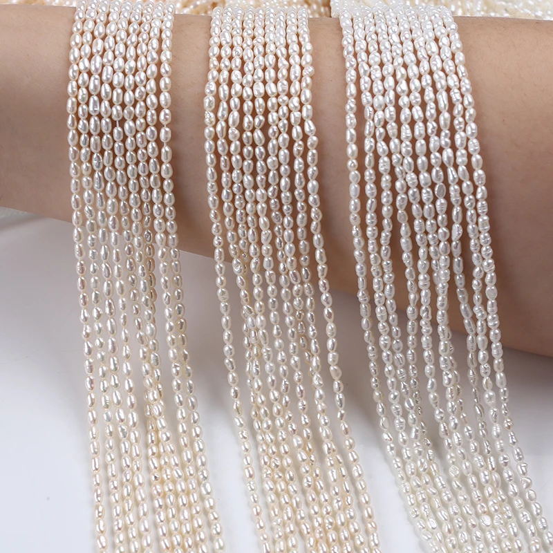 2.5-3mm wholesale natural rice shape freshwater rice pearl beads strand