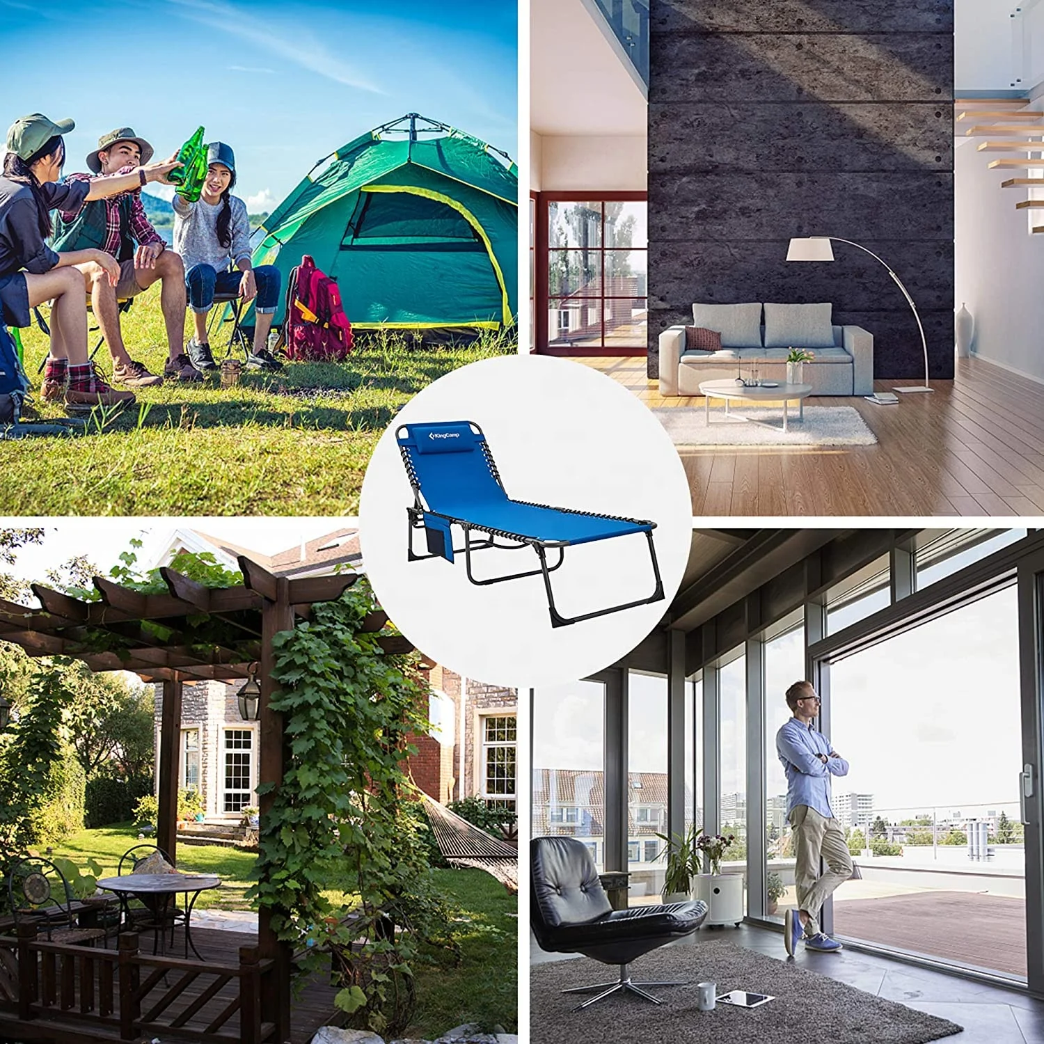 Outdoor picnic Portable steel aluminum patent steel comfortable folding bed camping bed Beach chair sun lounge