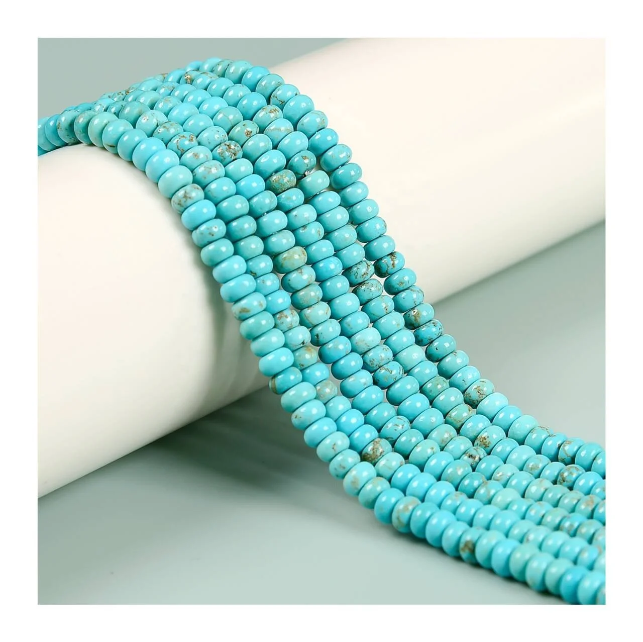 YMJ Faux Blue Green Magnesite Turquoise Gemstone Beads Loose Oval Rondelle Heishi Disc Tube Drum Cube Bead for Jewelry Making