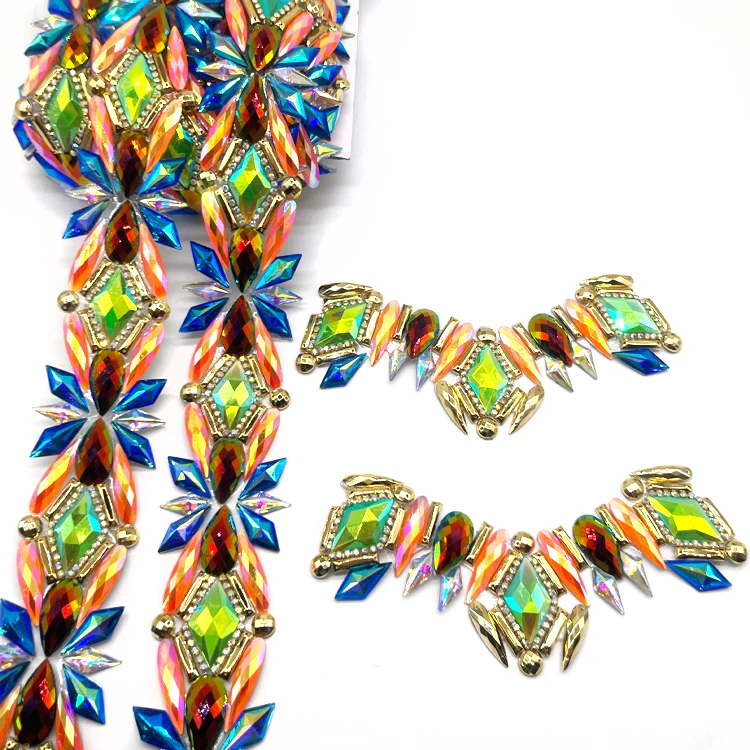 Brand new product carnival costumes rhinestone applique trimmings for sewing workshop