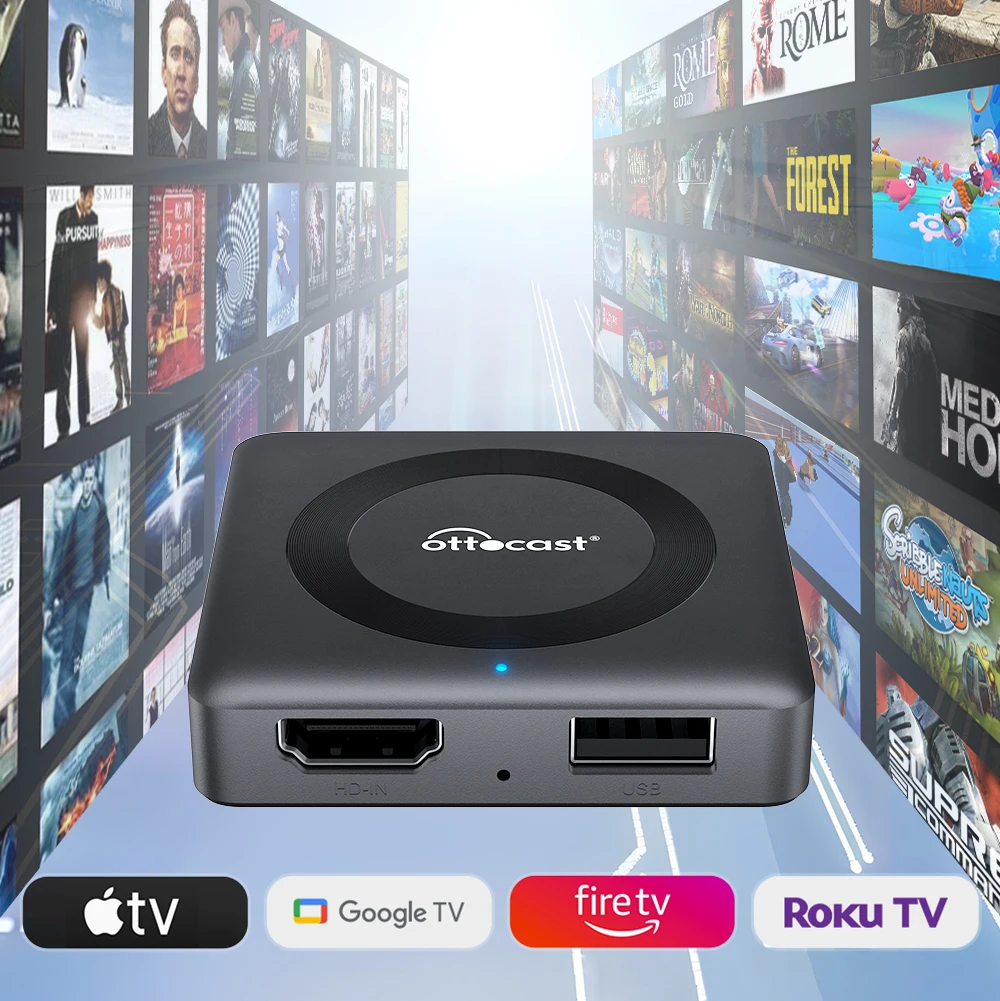 Ottocast Car TV Mate Pro AI Box Carplay Adapter HDMI Wired CarPlay for Cars Media Play Fire TV Stick Streaming Dongle