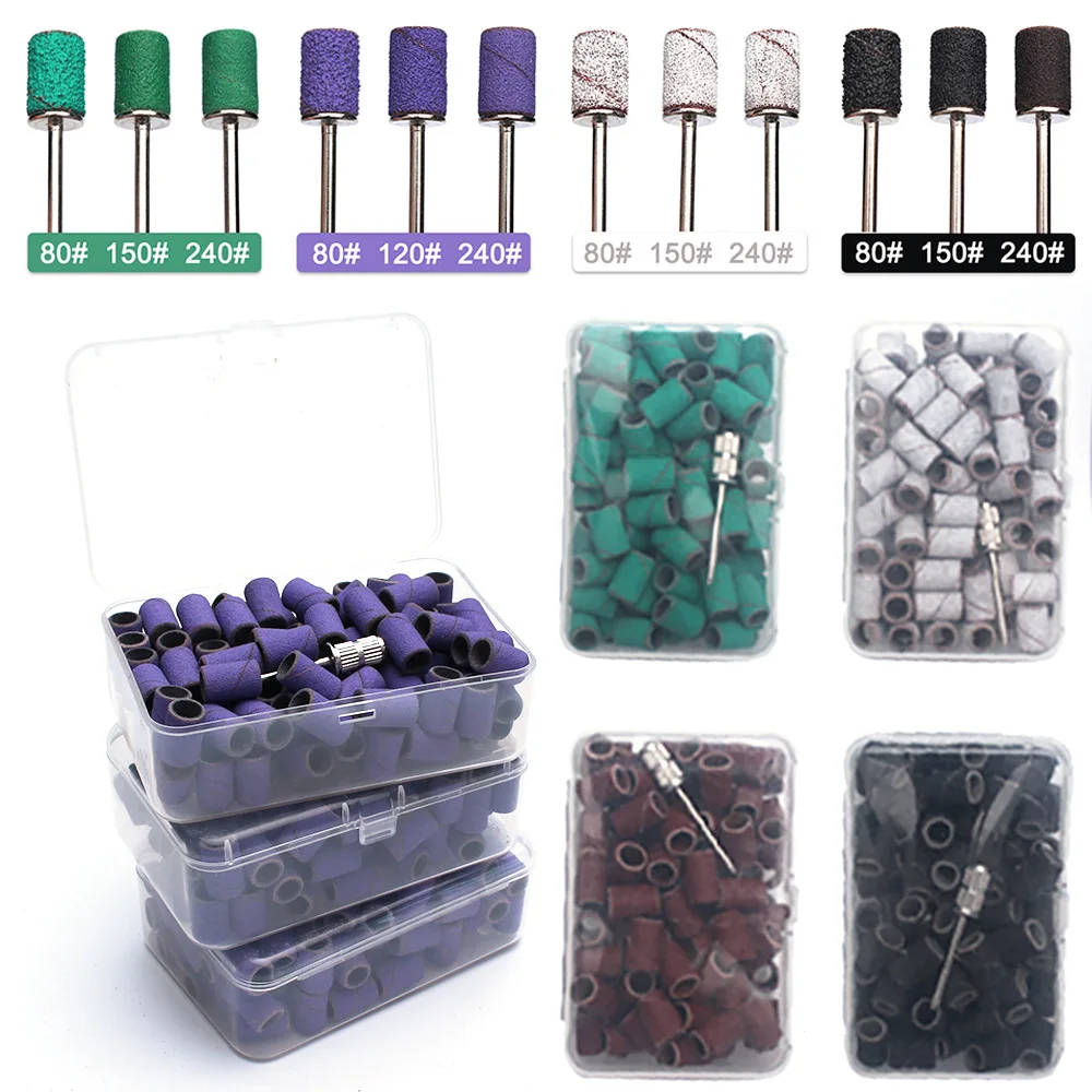 For Professional Pedicure and Manicure Nail Drill Bits Set Colorful 80#180#240# Nail Sanding Bands for Nail Milling Cutter Drilling Machine