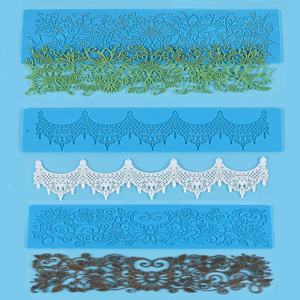 Lixsun Cake Baking Candy Gummy Sugar Craft Fondant Pastry Polymer Clay Silicone Flower Cake Decoration Supplies Lace Mat