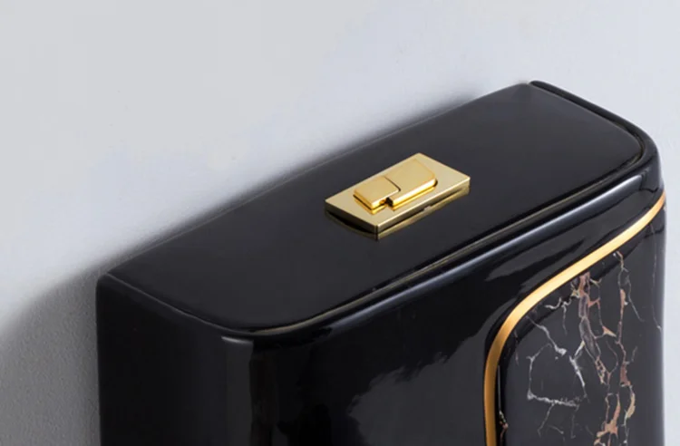 Керамическая посуда высокого качества с золотистой стороной цельный цвет для ванной туалет черный