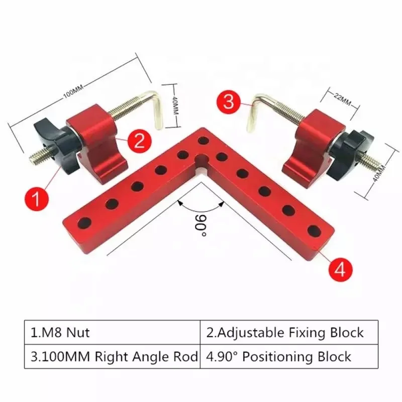 Aluminum Square Right Angle 90 Degrees L-shaped Ruler Auxiliary Fixture Positioning Panel Fixing Clip Woodworking Tool