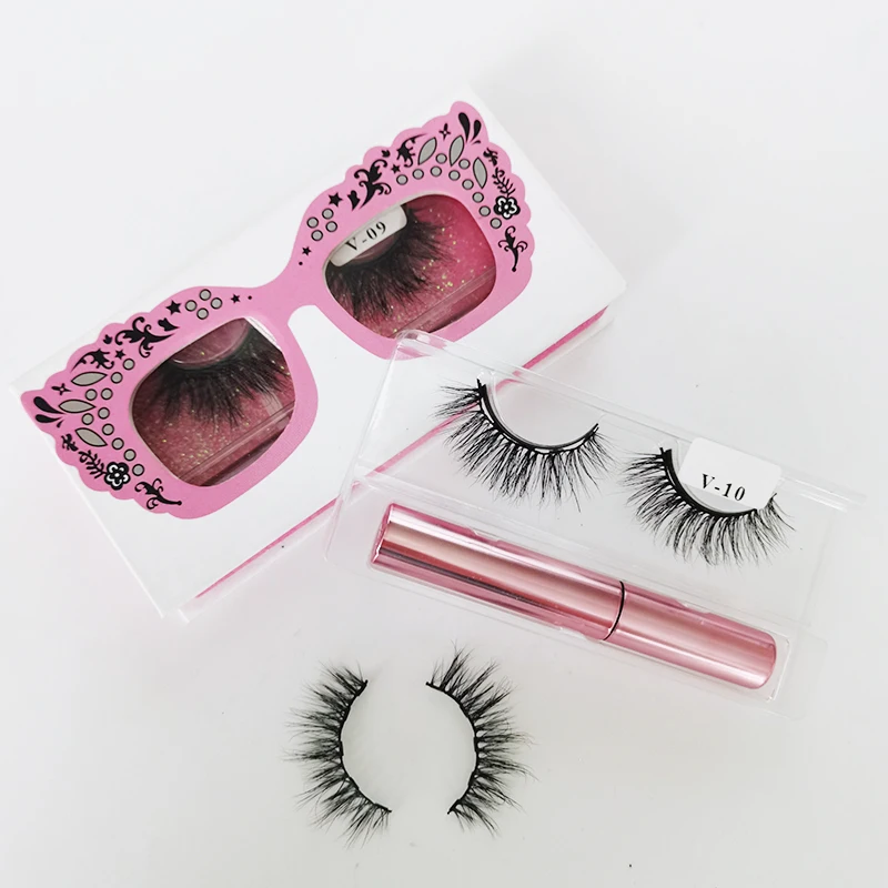 hot selling waterproof 3d mink eyelashes with magnetic adhesive eyeliner kit