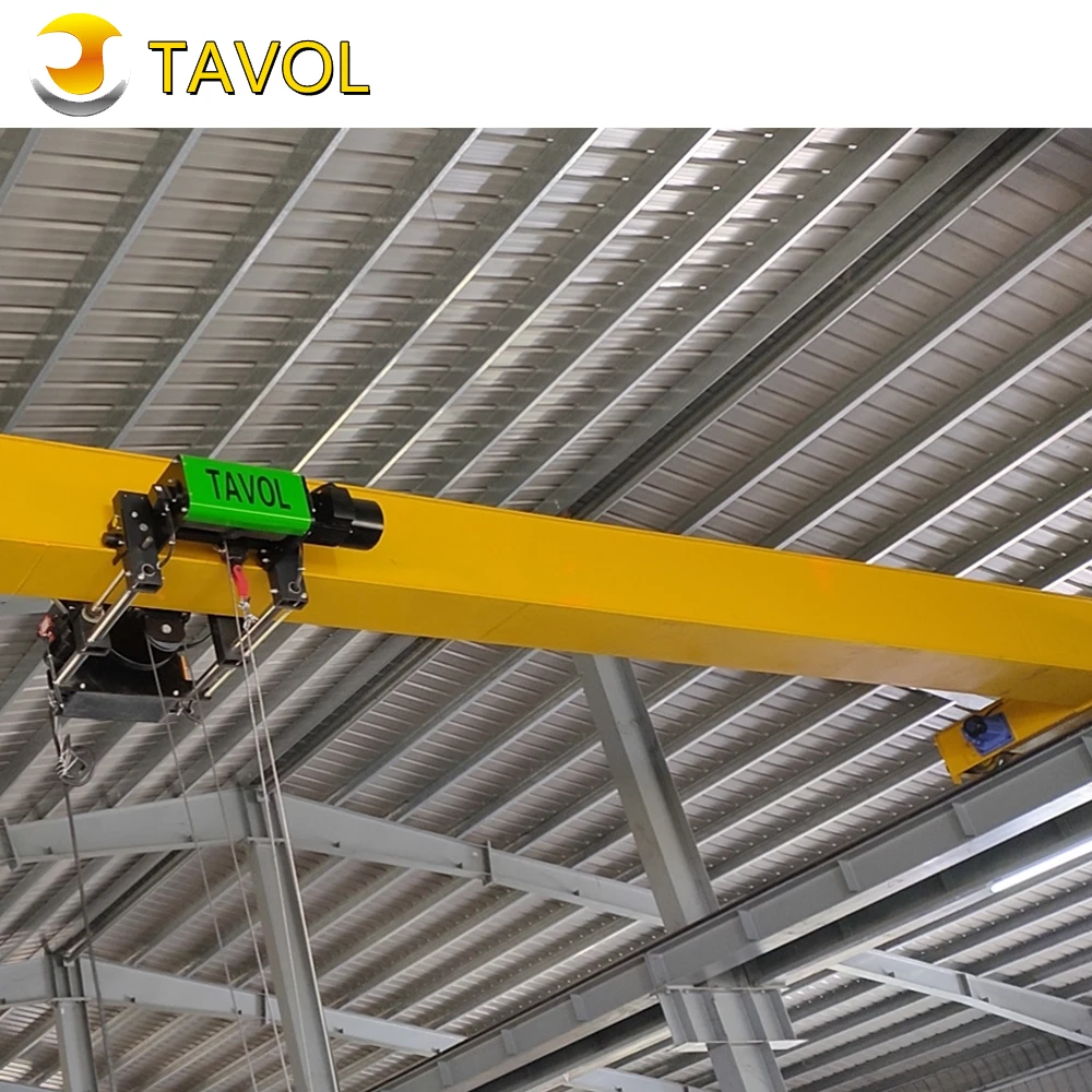 Tavol CE European 5ton 10ton 15ton Movable Single Girder Roof Traveling Overhead Bridge Crane with Hoist
