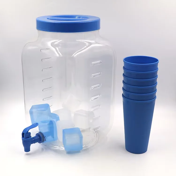 Wholesale 3GL Fruit Teapot Refrigerator Cold Water Bucket Tap Square Keg Drink Dispenser PP Plastic Juice Bucket for Travel