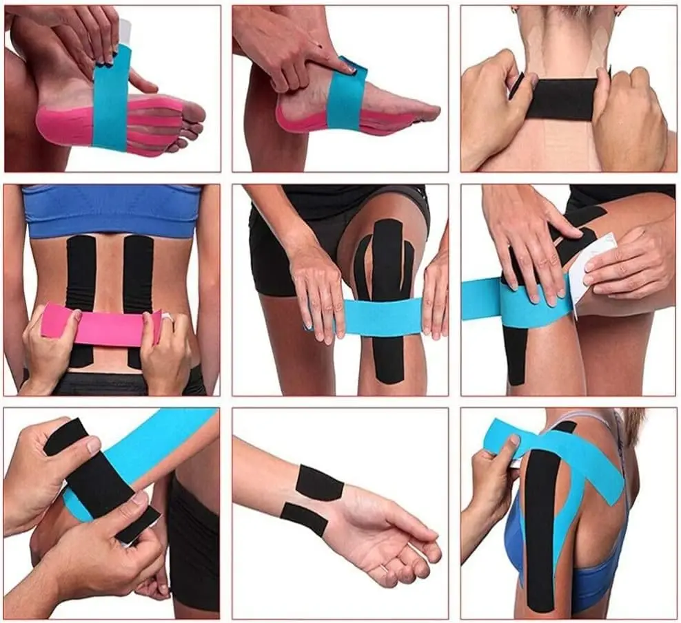 Sapphire Blue Therapy Kinesiology Muscle Tape Medical Custom logo Printed Cotton Sports tape Waterproof Kinesiology Tape