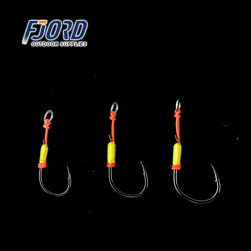 FJORD 3 pcs a Bag Fishing Assist Hook 12#14#16# Saltwater Hooks Single Jigging Hook for Boat Fishing