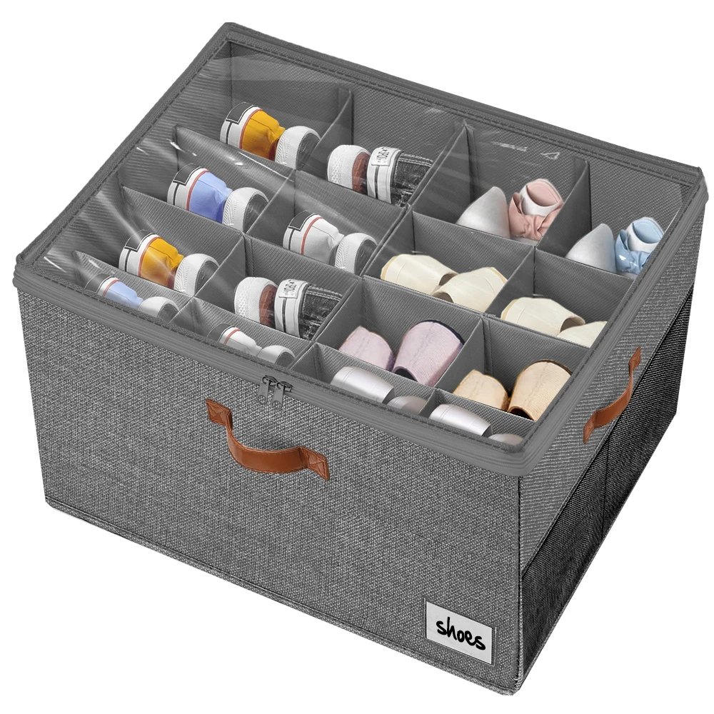 2024 Best Selling Multifunctional Stackable Hardshell Shoe Storage Containers with Foldable Dividers