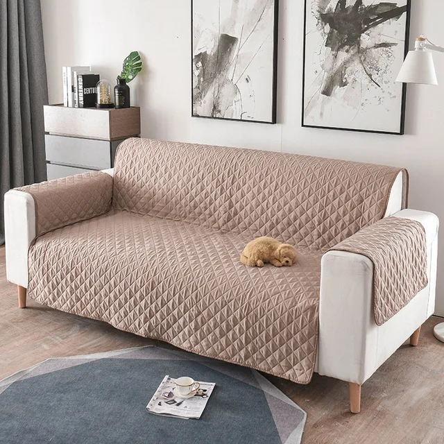 Reversible Quilted Sofa Cover Water Resistant Slipcover Furniture Protector Washable Couch Cover for Kids Dogs Pets