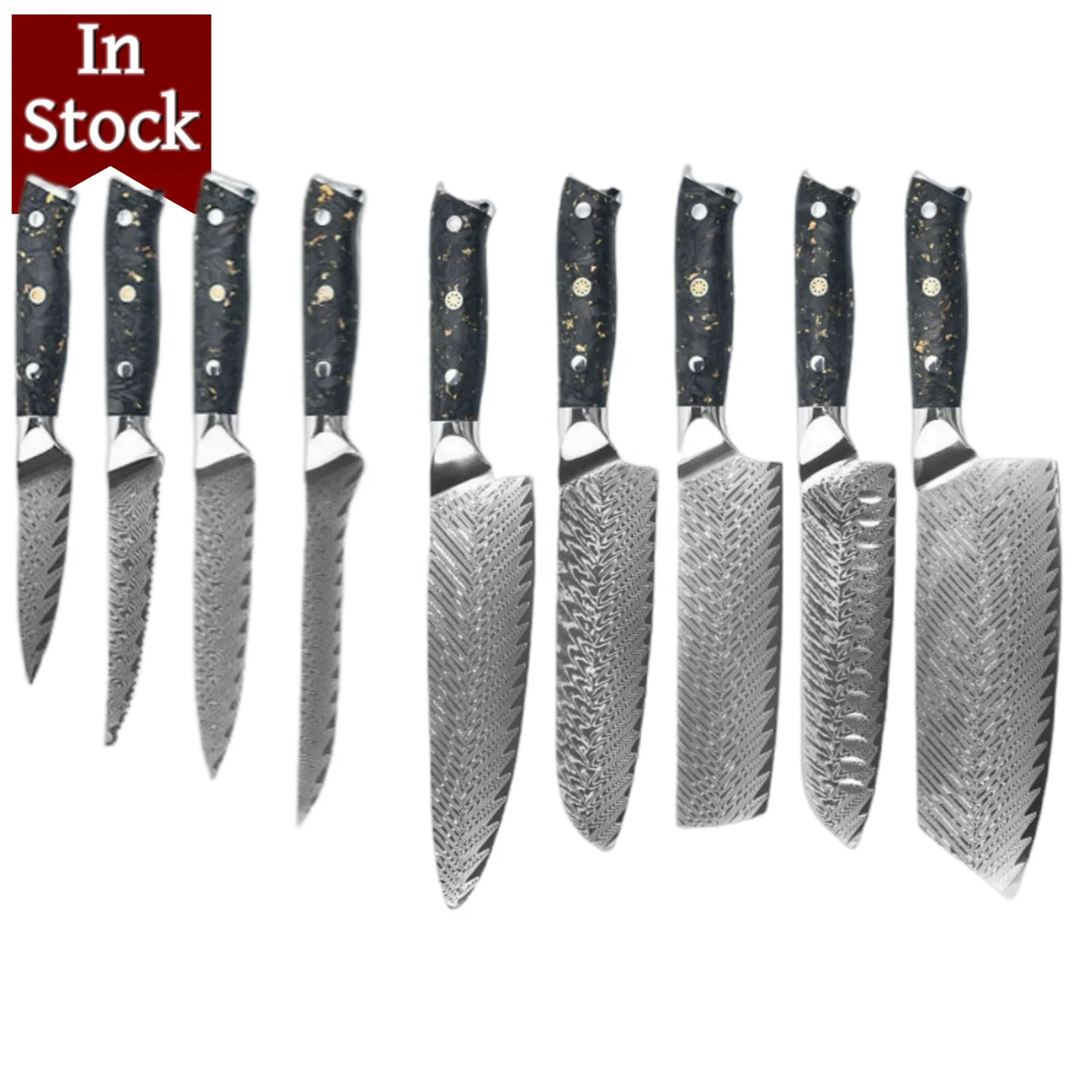 Best Kitchen Knives Set 67 Layer Damascus Steel Chef knife Ultra Sharp Vegetables Kitchen Knife with Carbon Fiber Gold Handle