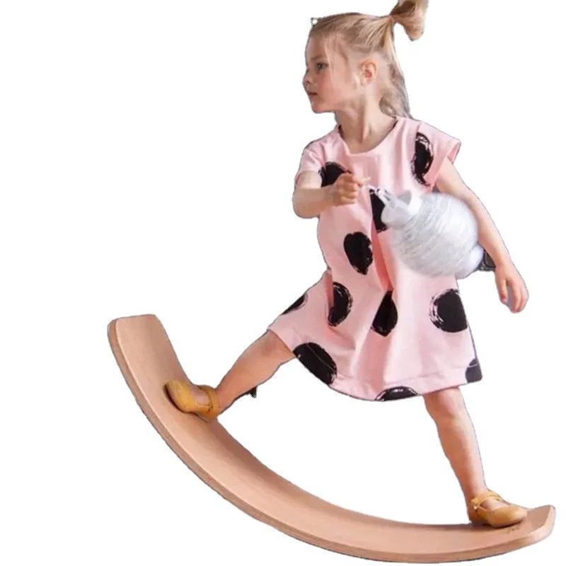 Wooden Balance Seesaw Indoor Curved Board Kid Toy Wooden Balance Board Toy For Children