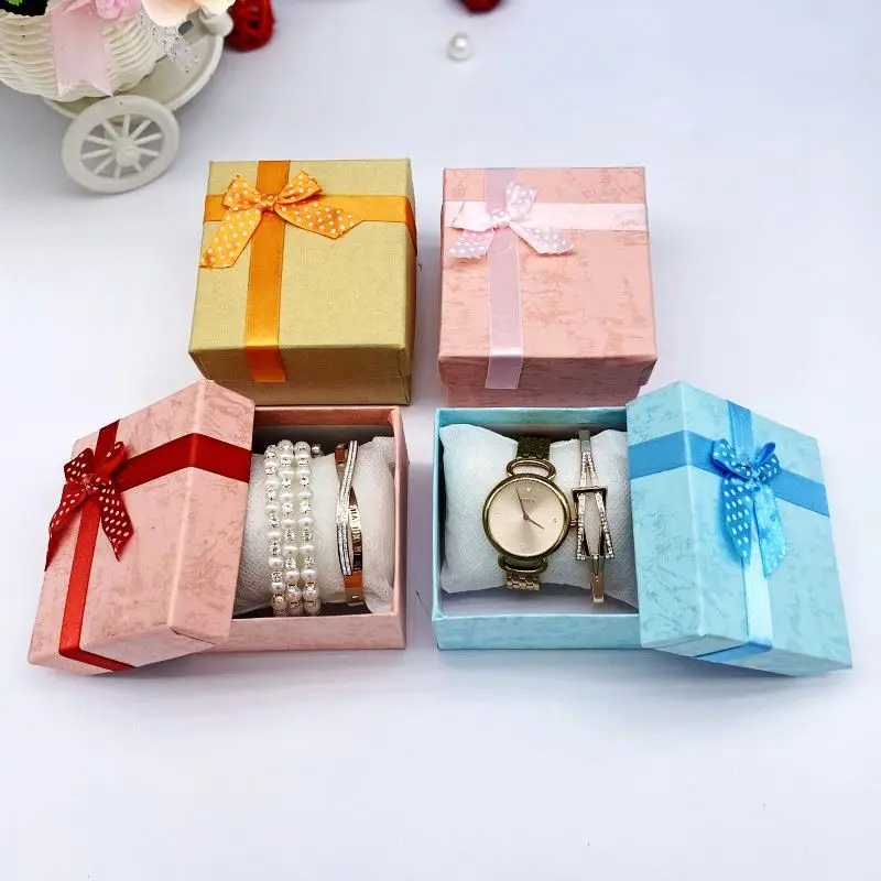 New Watch Boxes Cases Custom Logo Lid And Base  Paper Watch Box With Pillow for Watch Storage